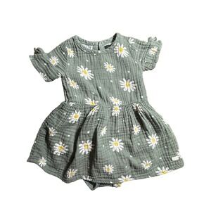 7 For All‎ Mankind Baby Girls Daisy Gauze Romper Dress 12M Green